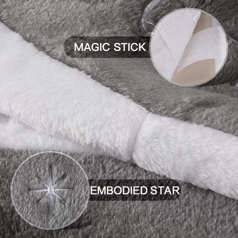 yuboo Gray Christmas Tree Skirt, 36" Faux Fur Pencil Tree Skirt Rug with White Embroidered Snowflakes for 5-6 ft Christmas Tree for Grey Christmas Decorations - Image 5
